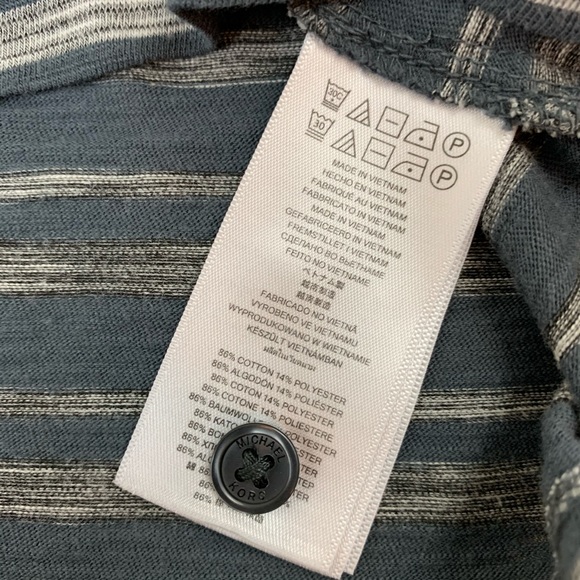 ✨5 FOR $25✨   Michael Kors Gray Stripe Short Sleeve Polo Shirt - Picture 4 of 7